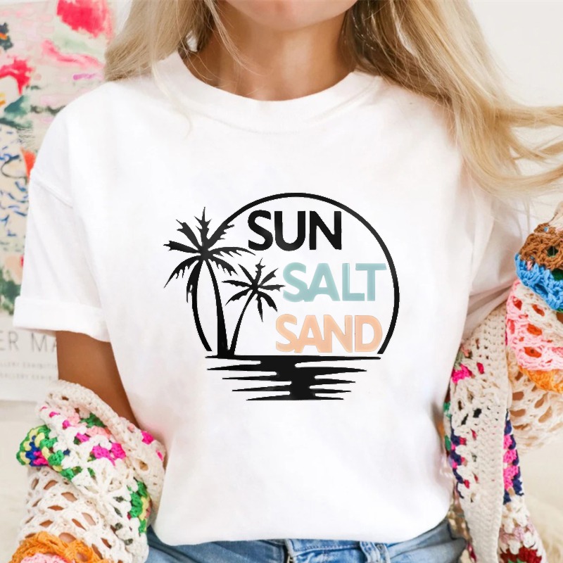 Sun Salt Sand Palm Tree Beach Scene T-shirt