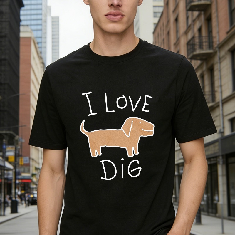 I Love Dig Dachshund Dog Graphic T-shirt