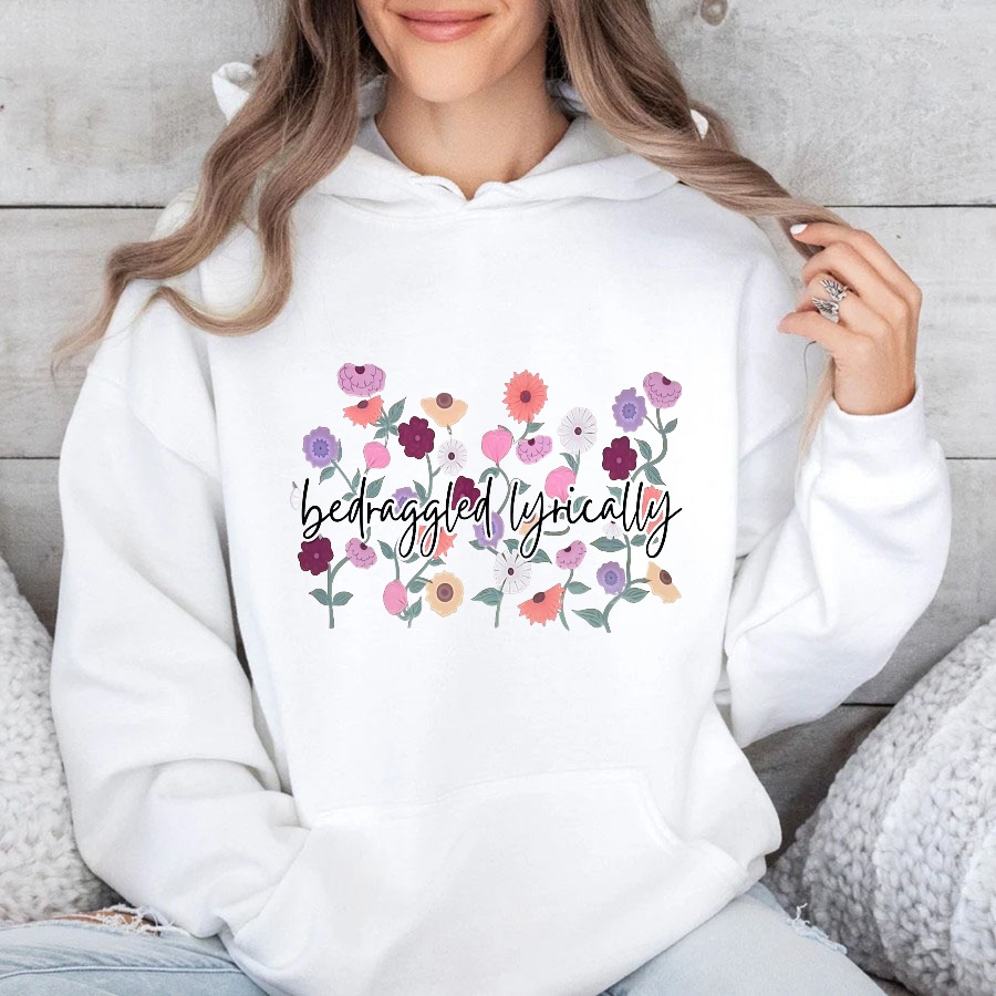 Befuddled Lyrically Floral Pattern Hoodie