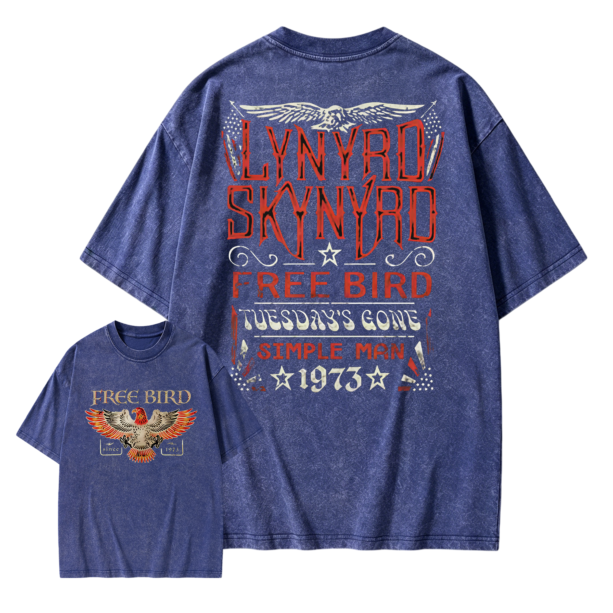 Lynyrd Skynyrd Free Bird 1973 Eagle Graphic Retro Rock Vintage Washed T-Shirt
