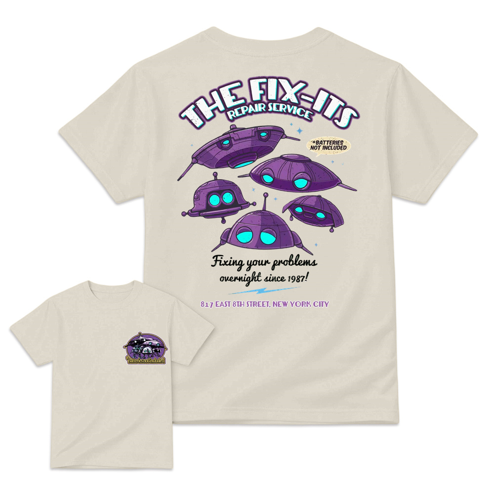 The Fix-Its Repair Service Retro Alien Robot Graphic T-Shirt