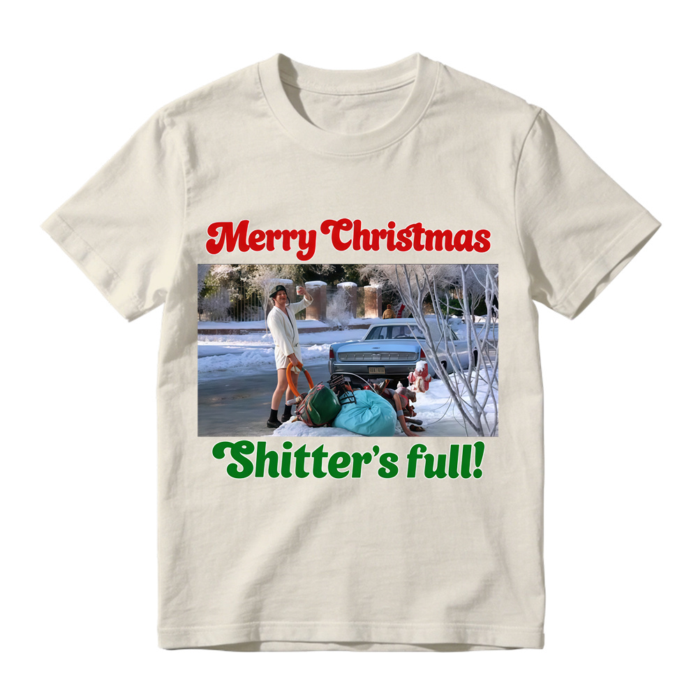"Sh1tt3r's Full!" Funny Christmas T-Shirt, Holiday Movie Parody Tee