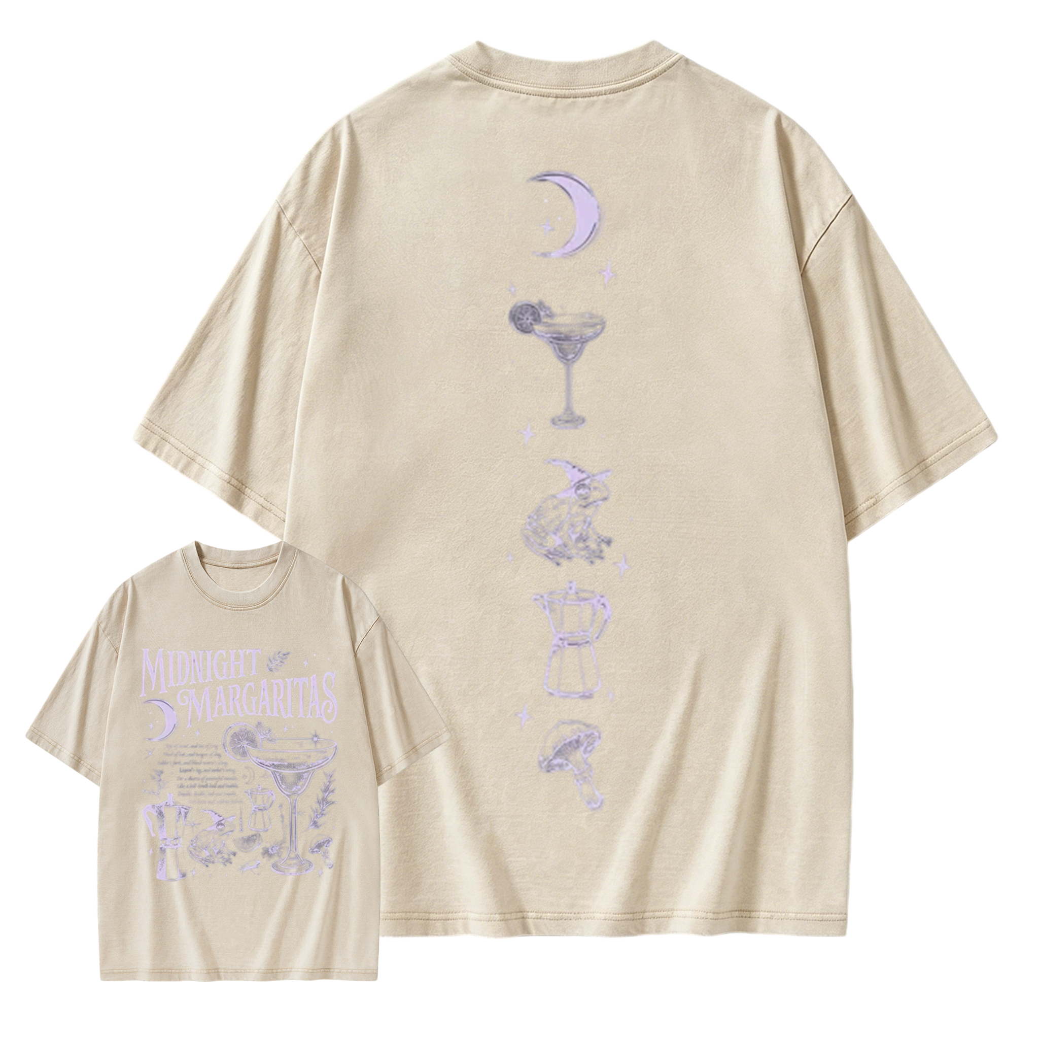 Vintage Midnight Margaritas Witchy Retro Gothic Washed T-shirt