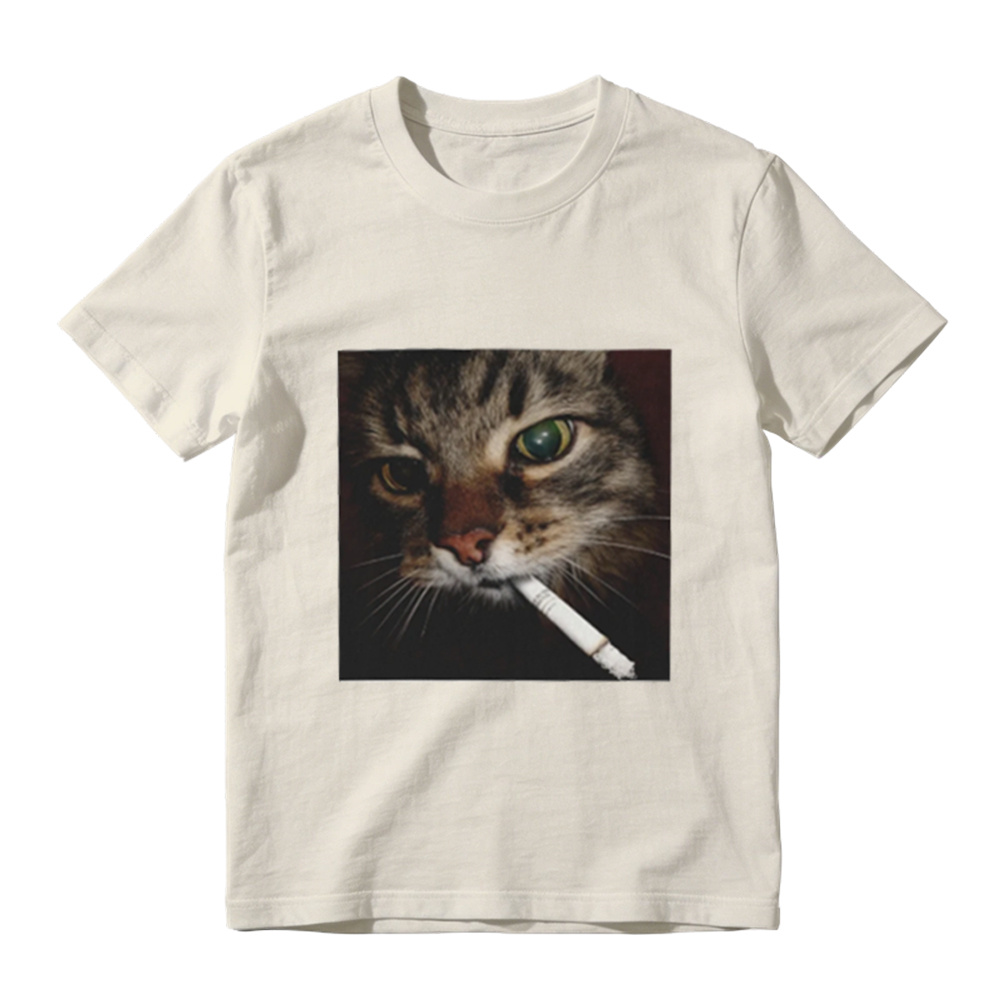 Funny Smoking Cat Meme Graphic T-Shirt
