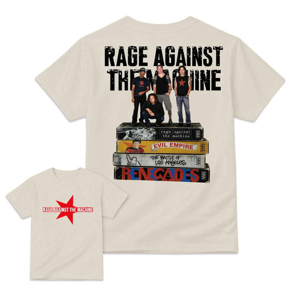 Rage Against The Machine Vintage Graphic Tee VHS Album Stack T-Shirt