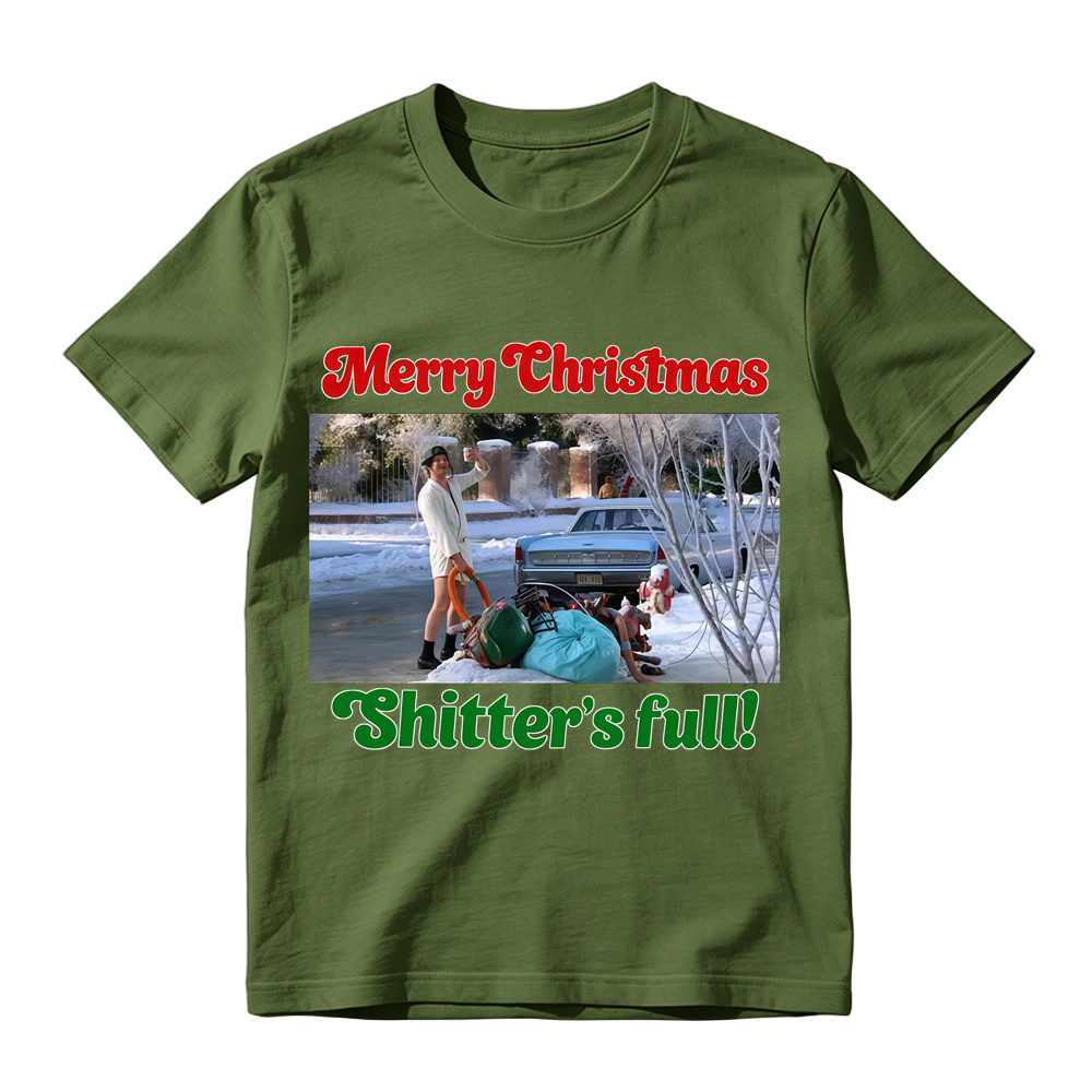 "Sh1tt3r's Full!" Funny Christmas T-Shirt, Holiday Movie Parody Tee