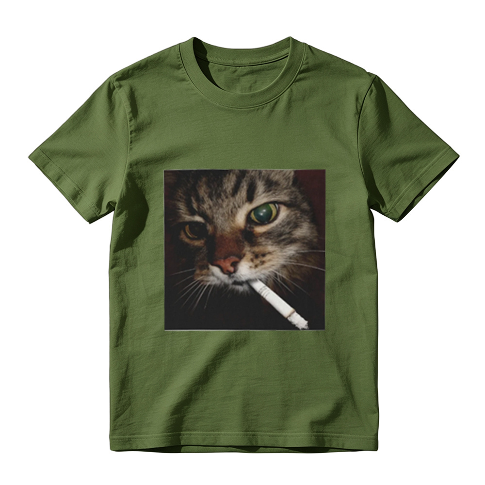 Funny Smoking Cat Meme Graphic T-Shirt