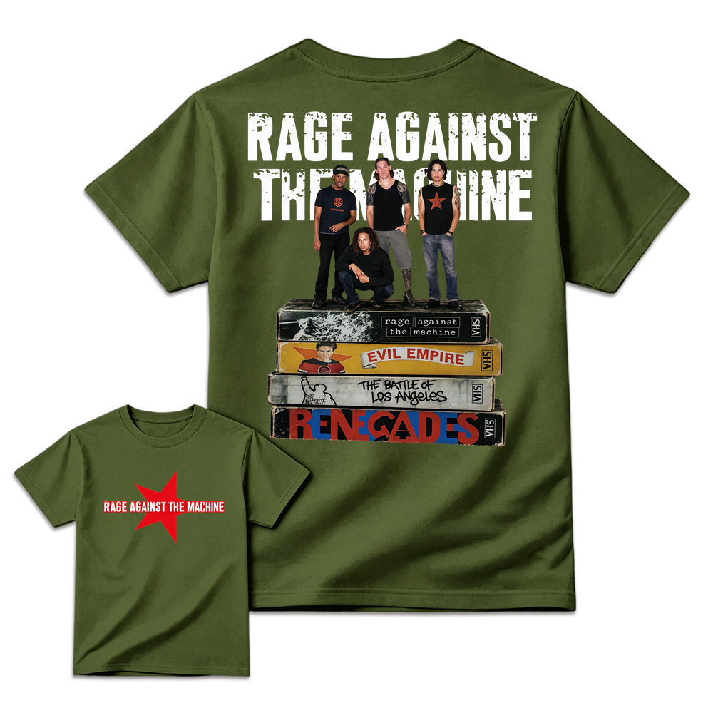 Rage Against The Machine Vintage Graphic Tee VHS Album Stack T-Shirt