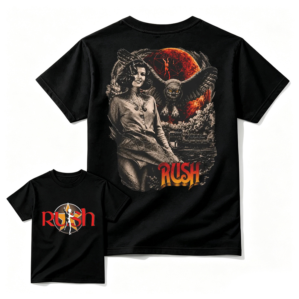 Vintage Rush Band Permanent Waves Fly By Night Retro Rock Graphic T-Shirt