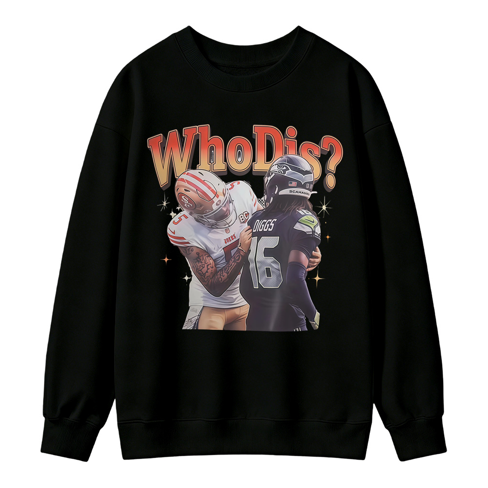 Who Dis Football Rivalry Graphic Sweatshirt - Funny Football Player Meme Sports Sweatshirt