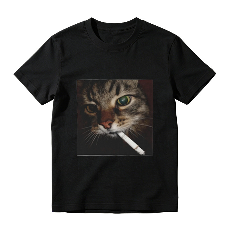 Funny Smoking Cat Meme Graphic T-Shirt