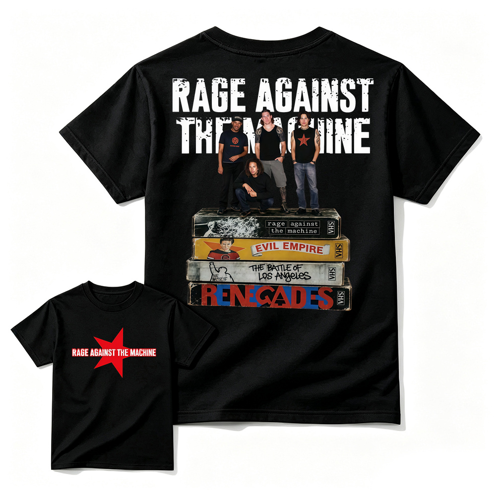 Rage Against The Machine Vintage Graphic Tee VHS Album Stack T-Shirt