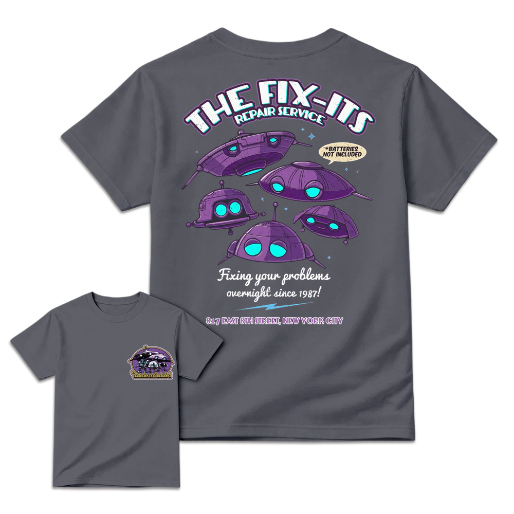 The Fix-Its Repair Service Retro Alien Robot Graphic T-Shirt