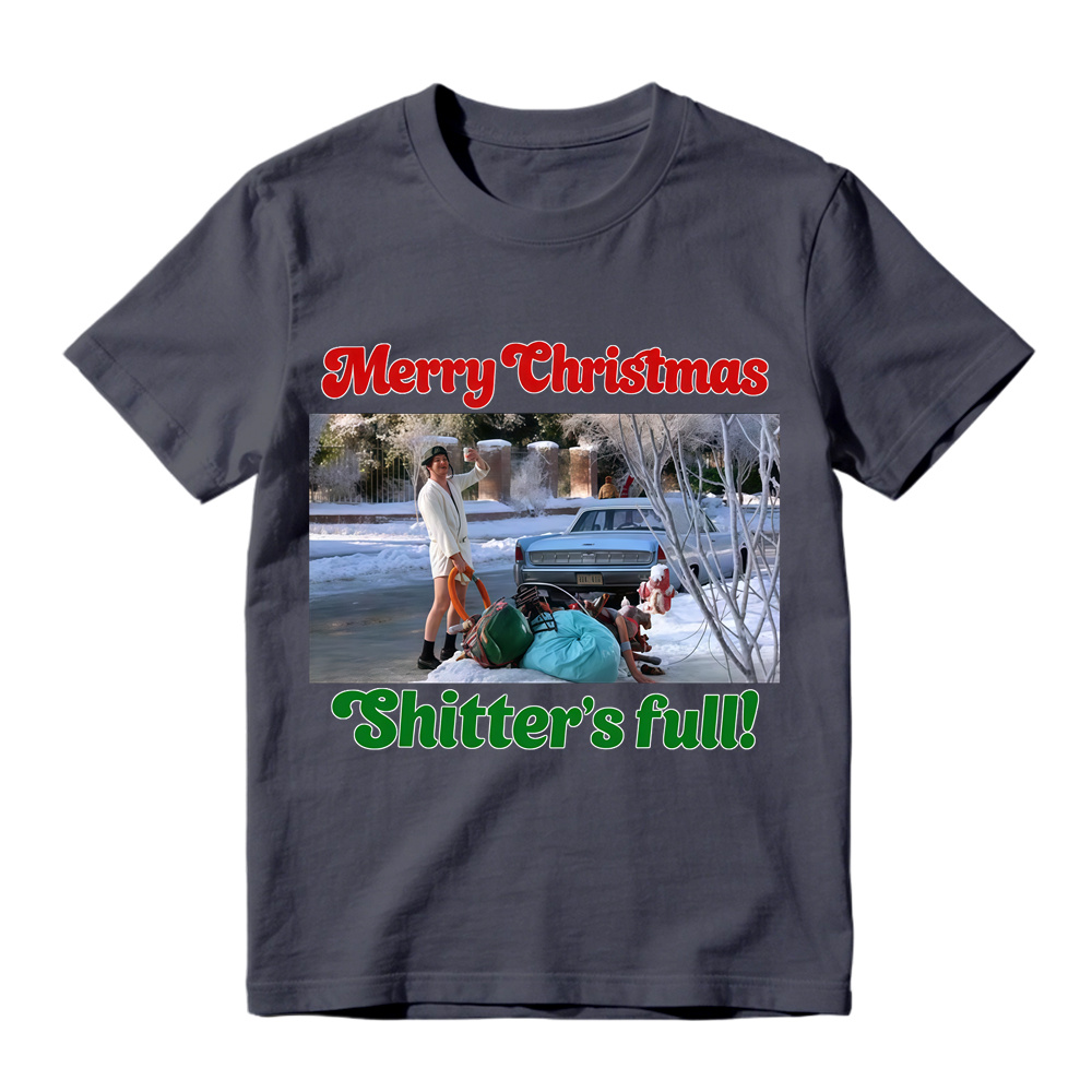"Sh1tt3r's Full!" Funny Christmas T-Shirt, Holiday Movie Parody Tee