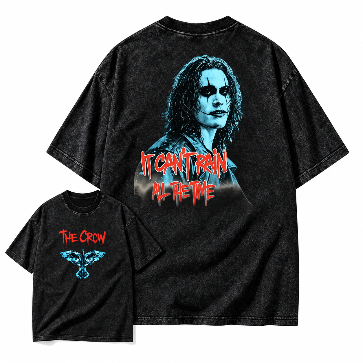The Crow "It Can't Rain All The Time" Aesthetic Gothic Graphic Washed T-shirt