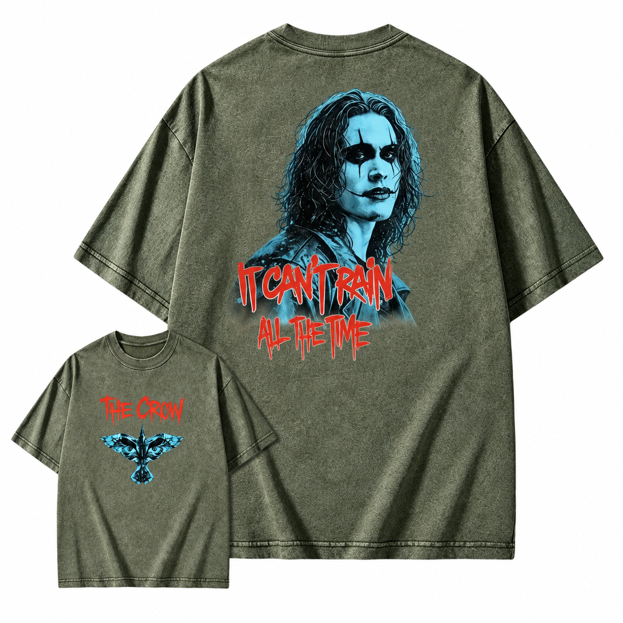 The Crow "It Can't Rain All The Time" Aesthetic Gothic Graphic Washed T-shirt