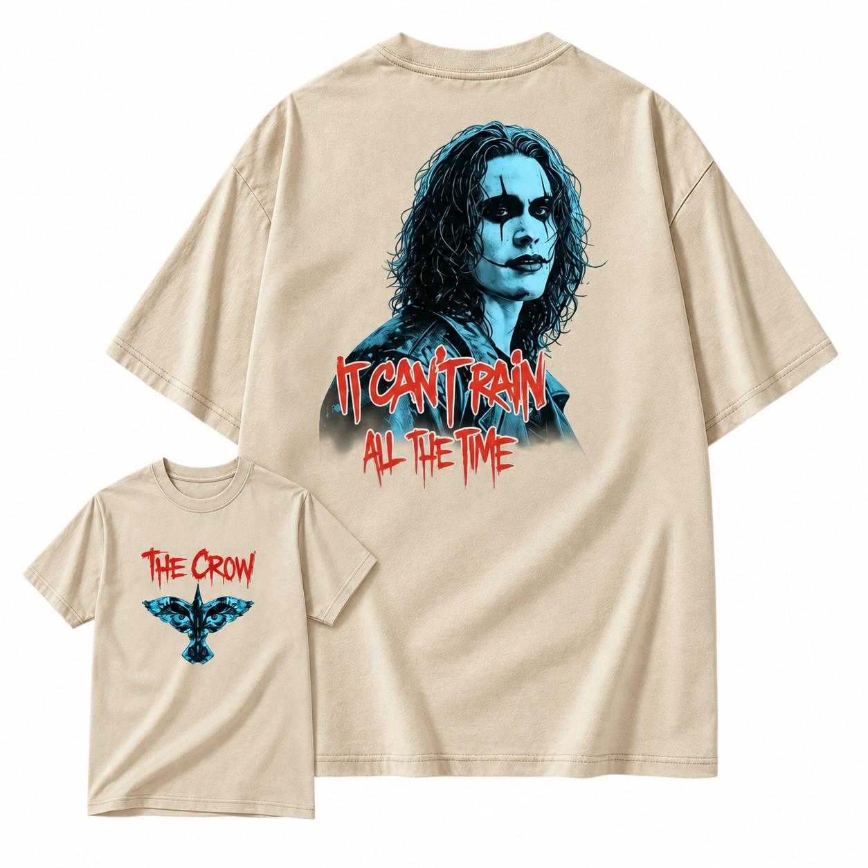 The Crow "It Can't Rain All The Time" Aesthetic Gothic Graphic Washed T-shirt