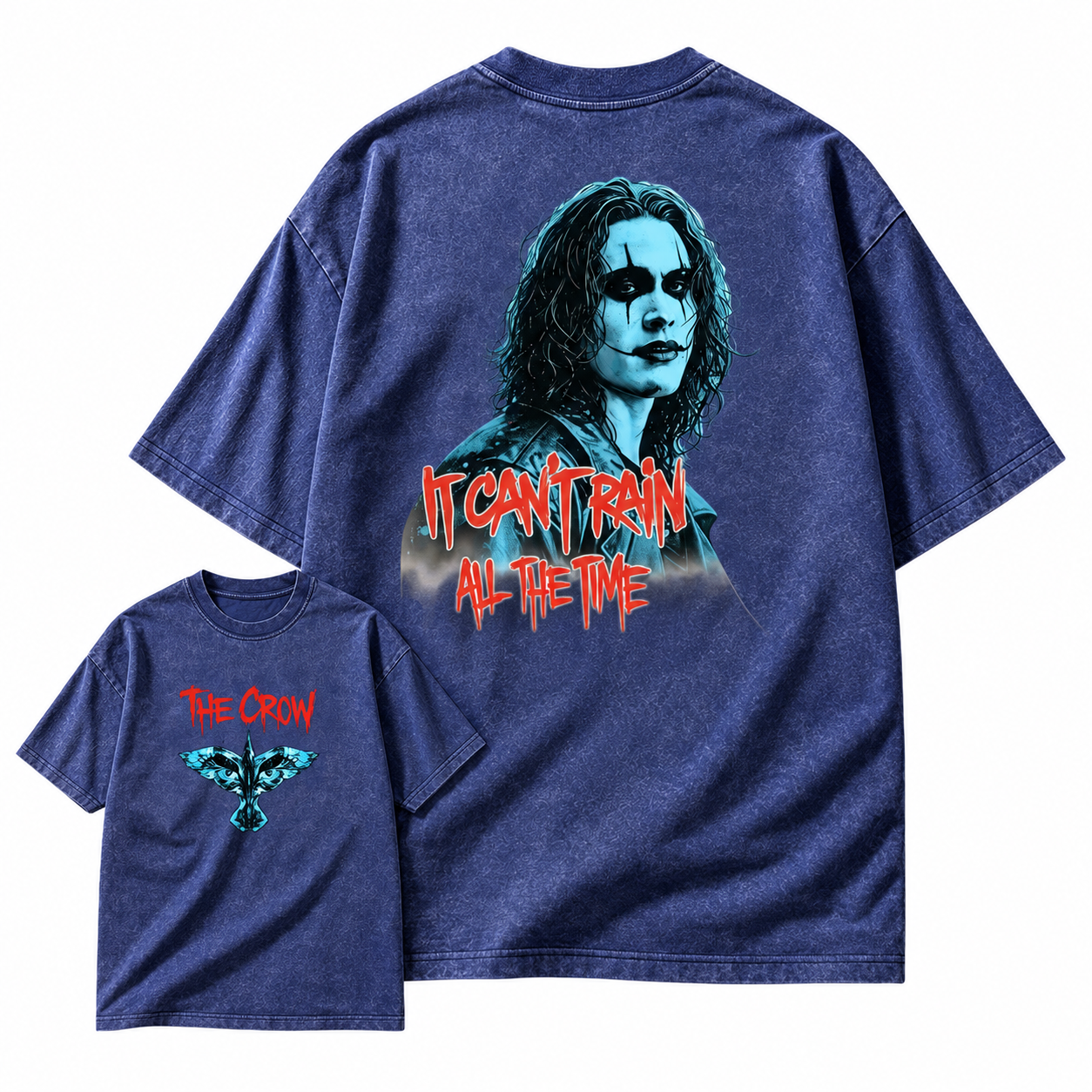 The Crow "It Can't Rain All The Time" Aesthetic Gothic Graphic Washed T-shirt