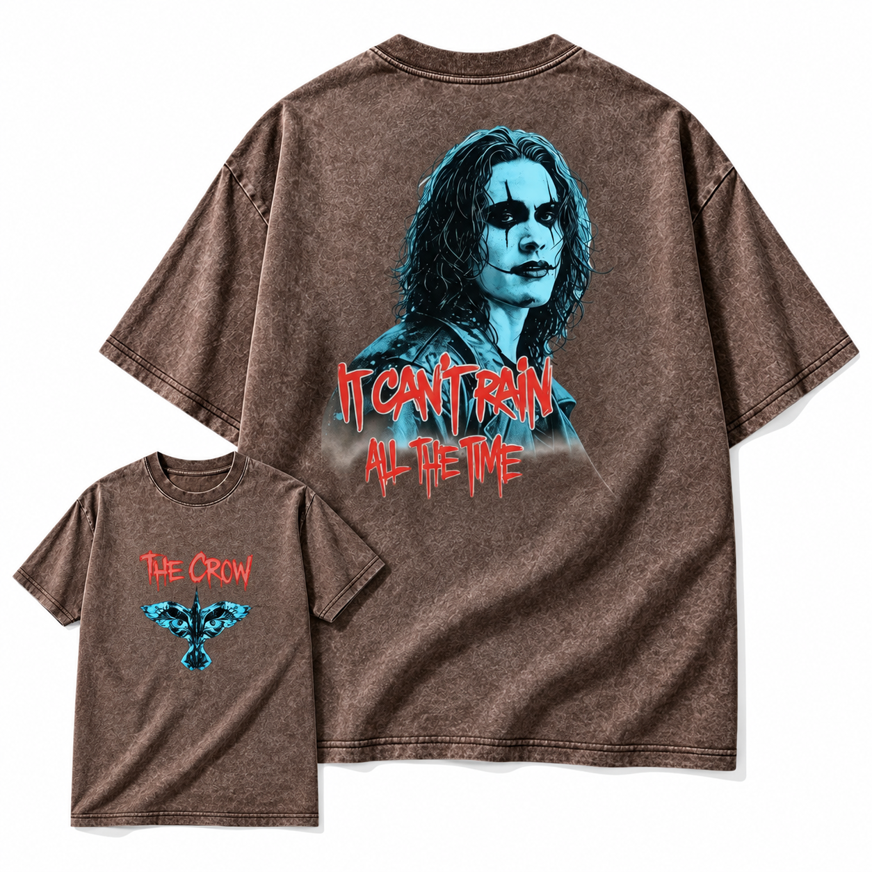 The Crow "It Can't Rain All The Time" Aesthetic Gothic Graphic Washed T-shirt