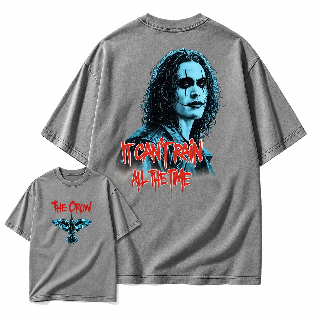 The Crow "It Can't Rain All The Time" Aesthetic Gothic Graphic Washed T-shirt