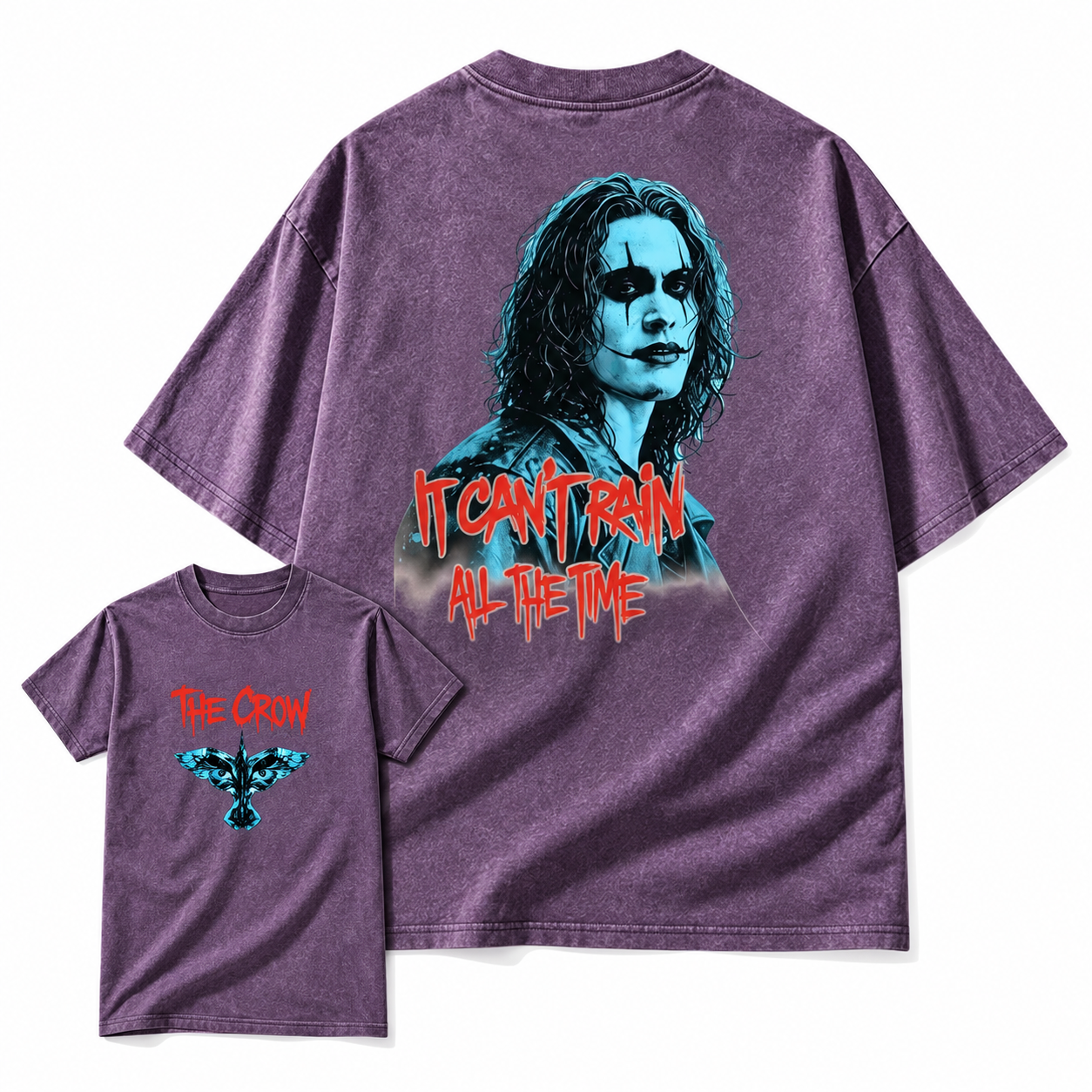 The Crow "It Can't Rain All The Time" Aesthetic Gothic Graphic Washed T-shirt