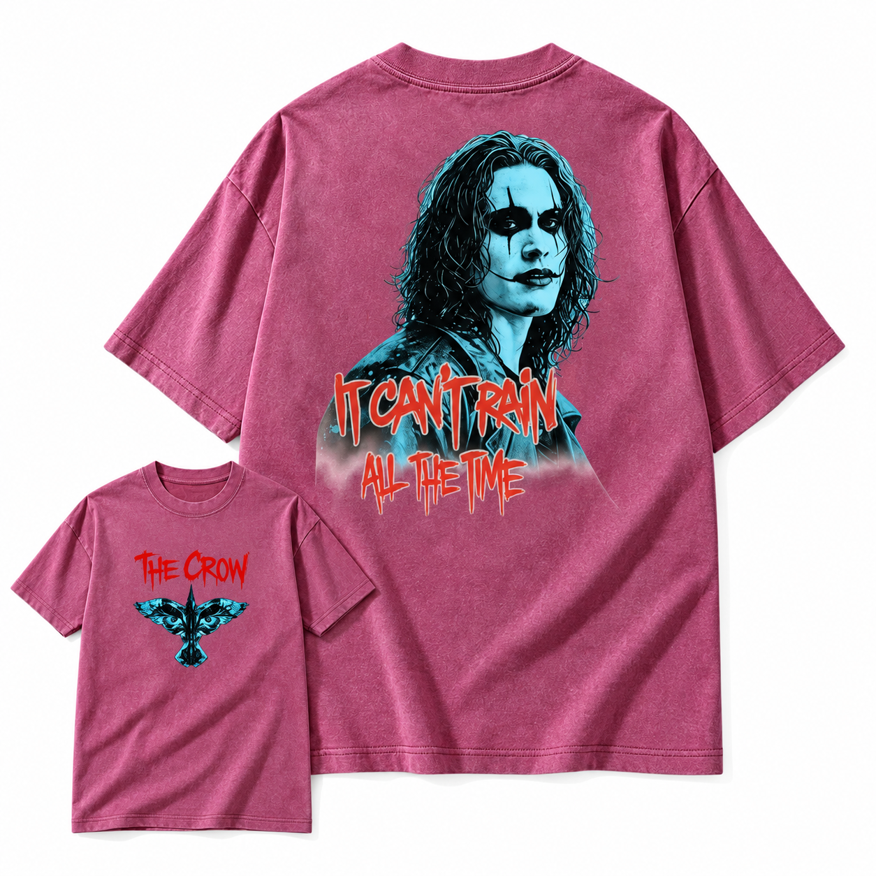 The Crow "It Can't Rain All The Time" Aesthetic Gothic Graphic Washed T-shirt