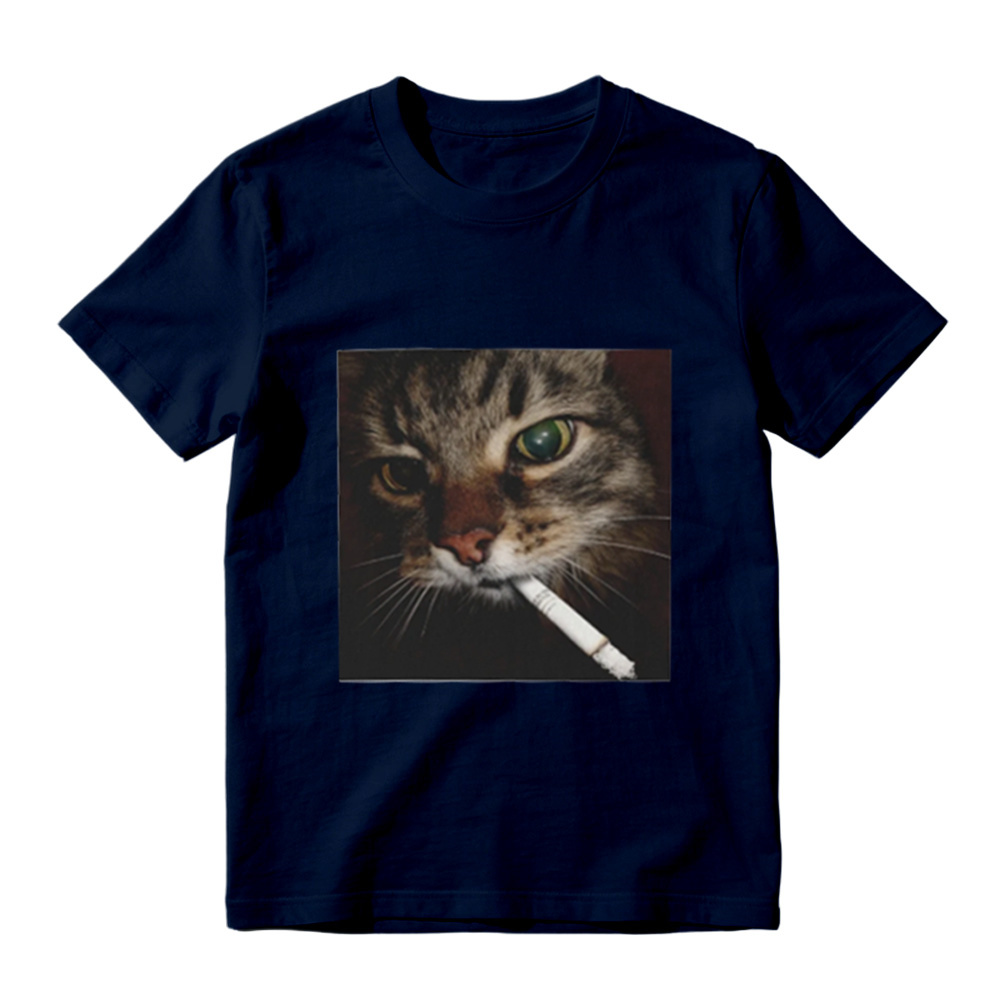 Funny Smoking Cat Meme Graphic T-Shirt