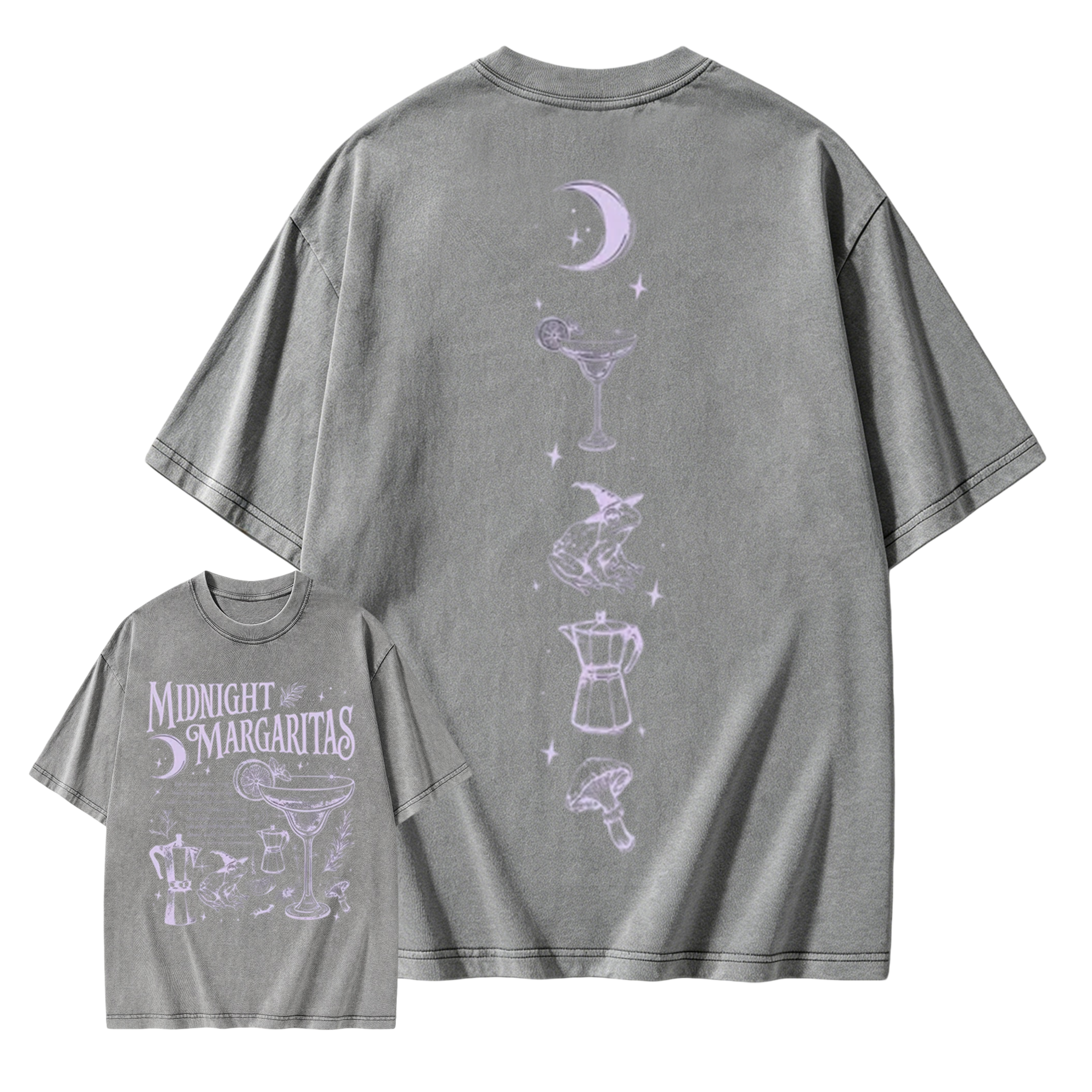 Vintage Midnight Margaritas Witchy Retro Gothic Washed T-shirt