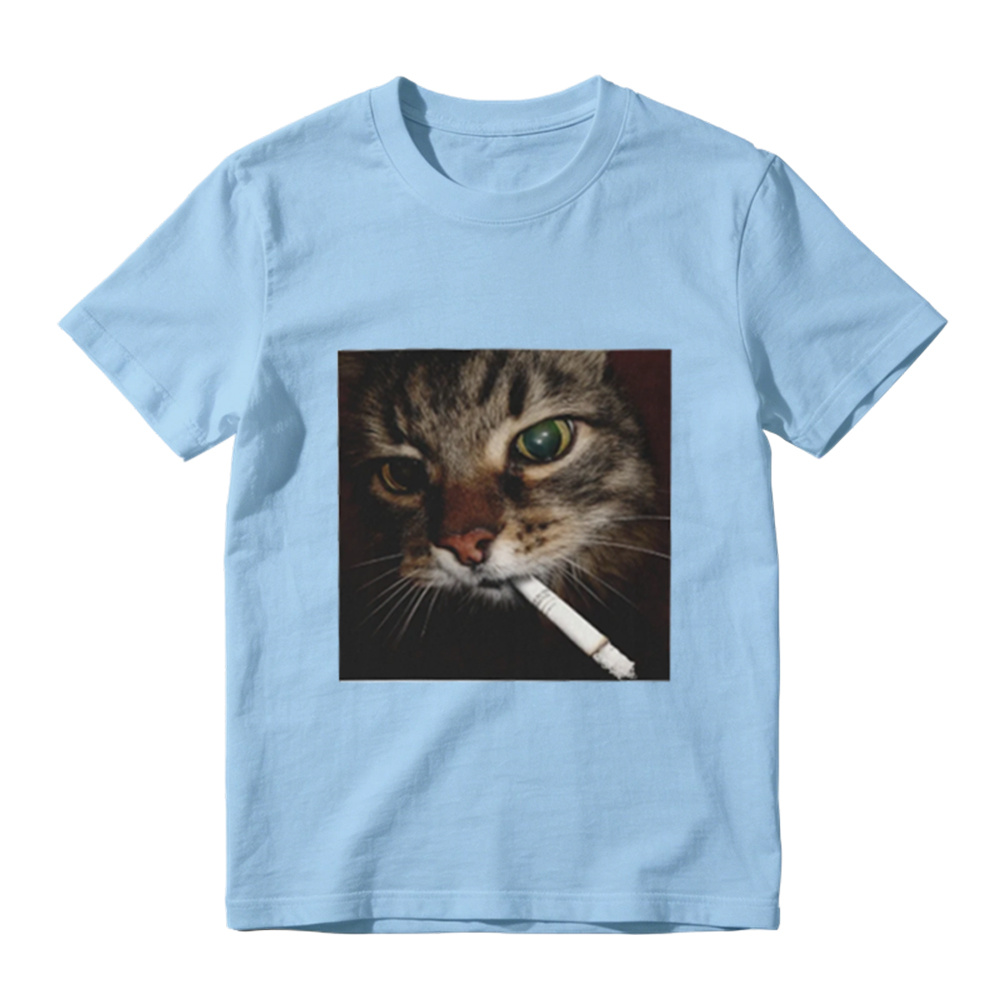 Funny Smoking Cat Meme Graphic T-Shirt