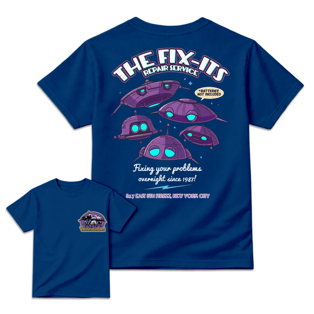 The Fix-Its Repair Service Retro Alien Robot Graphic T-Shirt