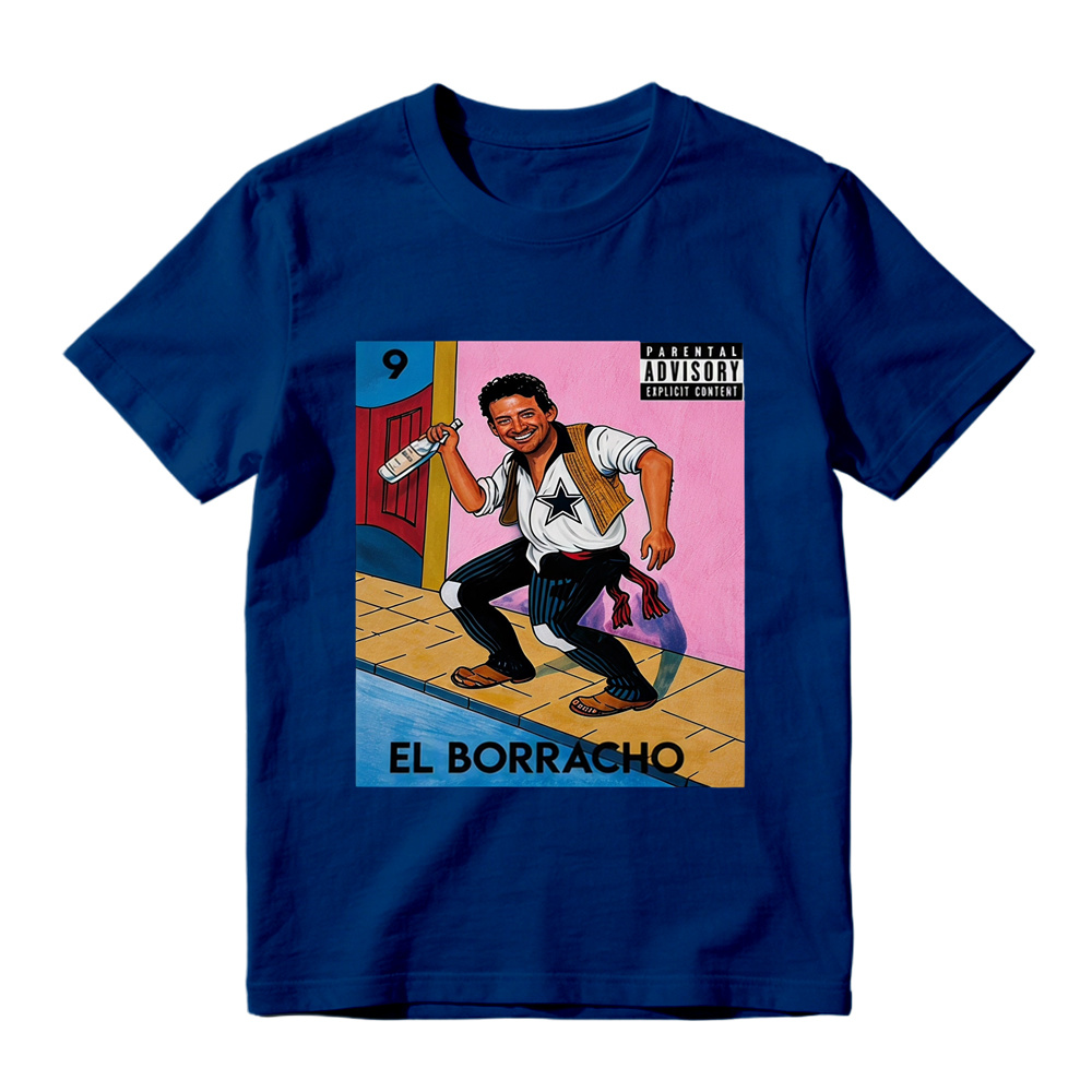 El Borracho Mexican Loteria Card T-Shirt - Funny Drinking Parental Advisory Graphic Tee for Men