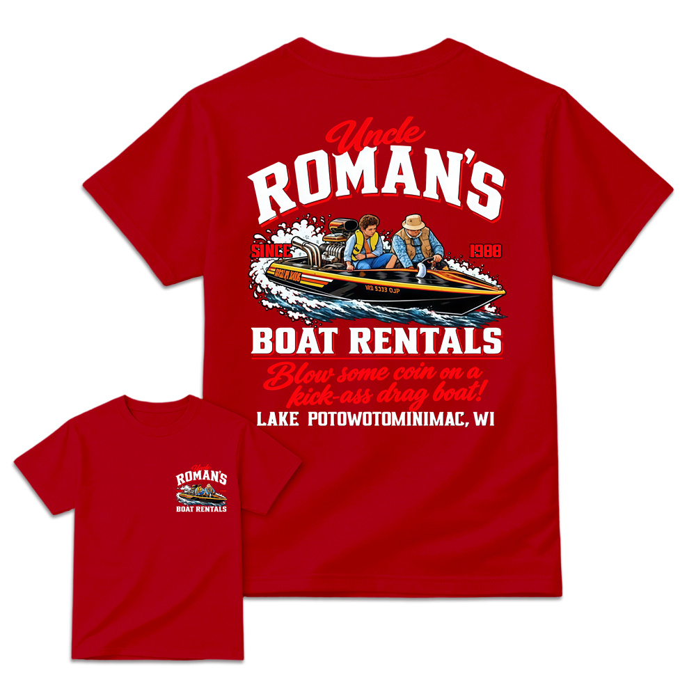 Uncl3 R0m4n's Boat Rentals T-Shirt, 1988 Retro Comedy Graphic Tee