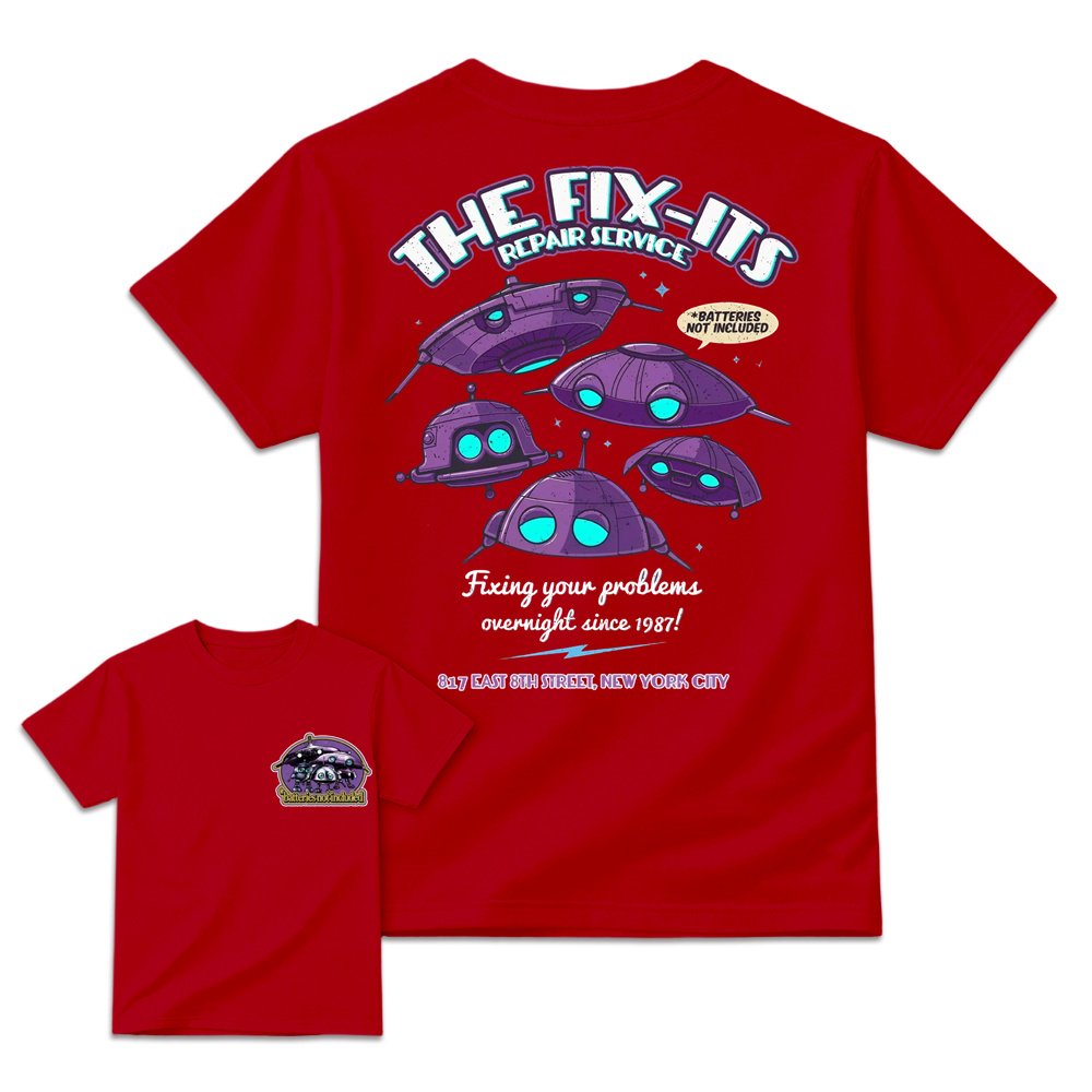 The Fix-Its Repair Service Retro Alien Robot Graphic T-Shirt