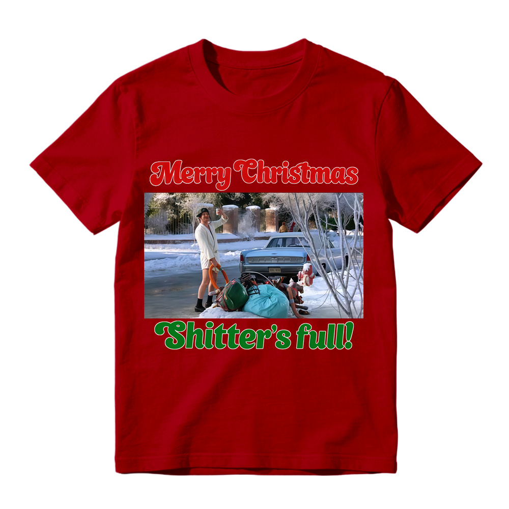 "Sh1tt3r's Full!" Funny Christmas T-Shirt, Holiday Movie Parody Tee
