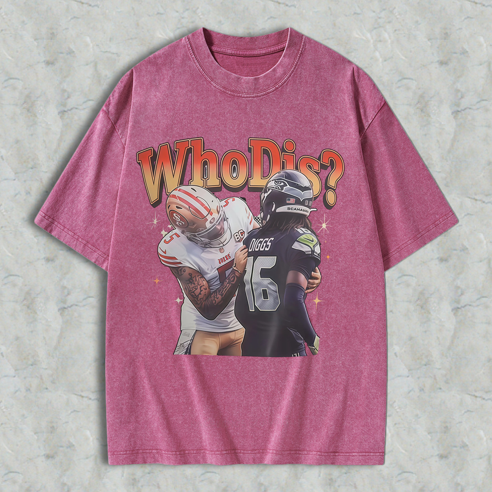 Who Dis Football Rivalry Graphic Washed T-shirt - Funny Football Player Meme Sports Washed Tee