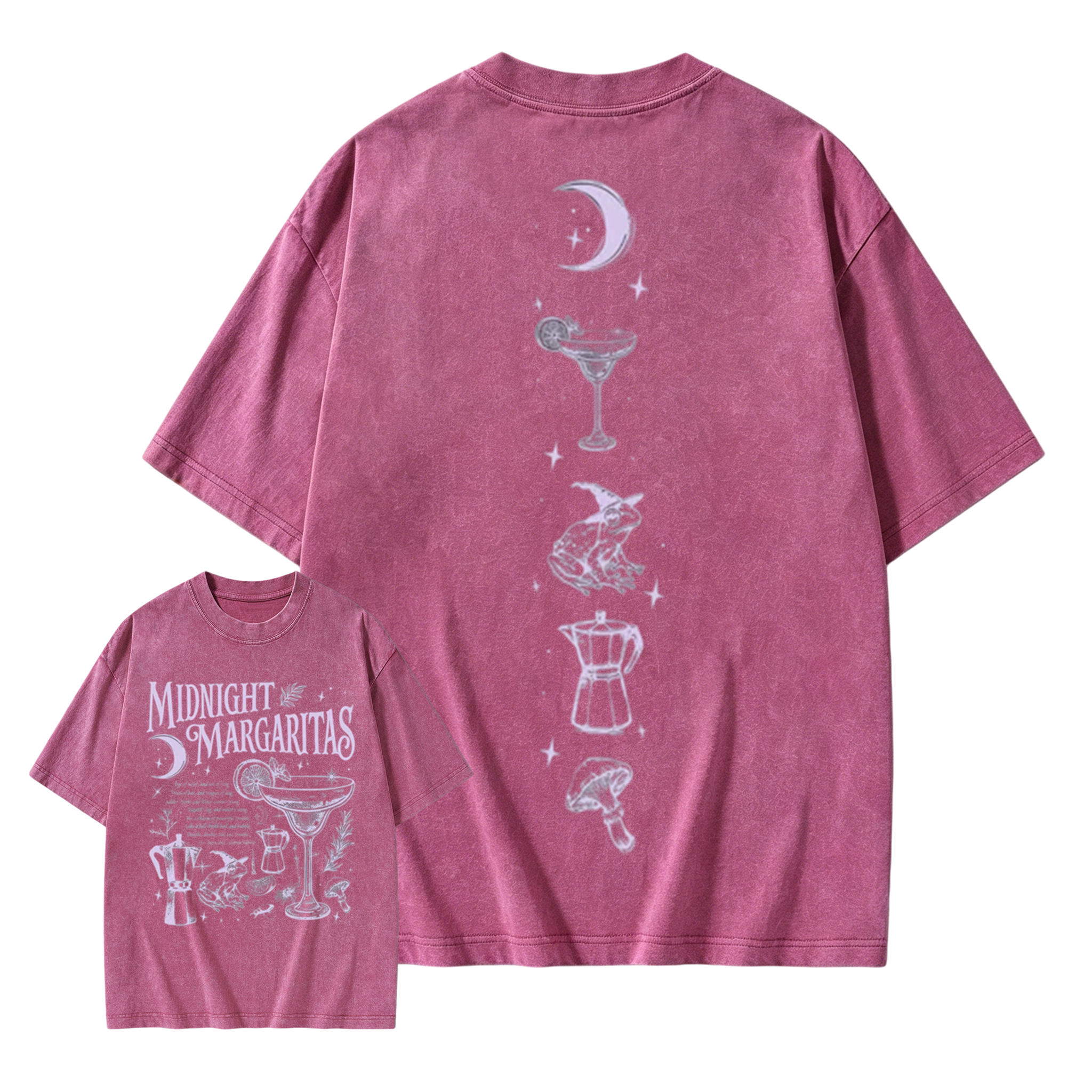 Vintage Midnight Margaritas Witchy Retro Gothic Washed T-shirt