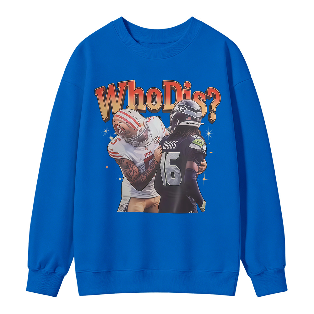 Who Dis Football Rivalry Graphic Sweatshirt - Funny Football Player Meme Sports Sweatshirt