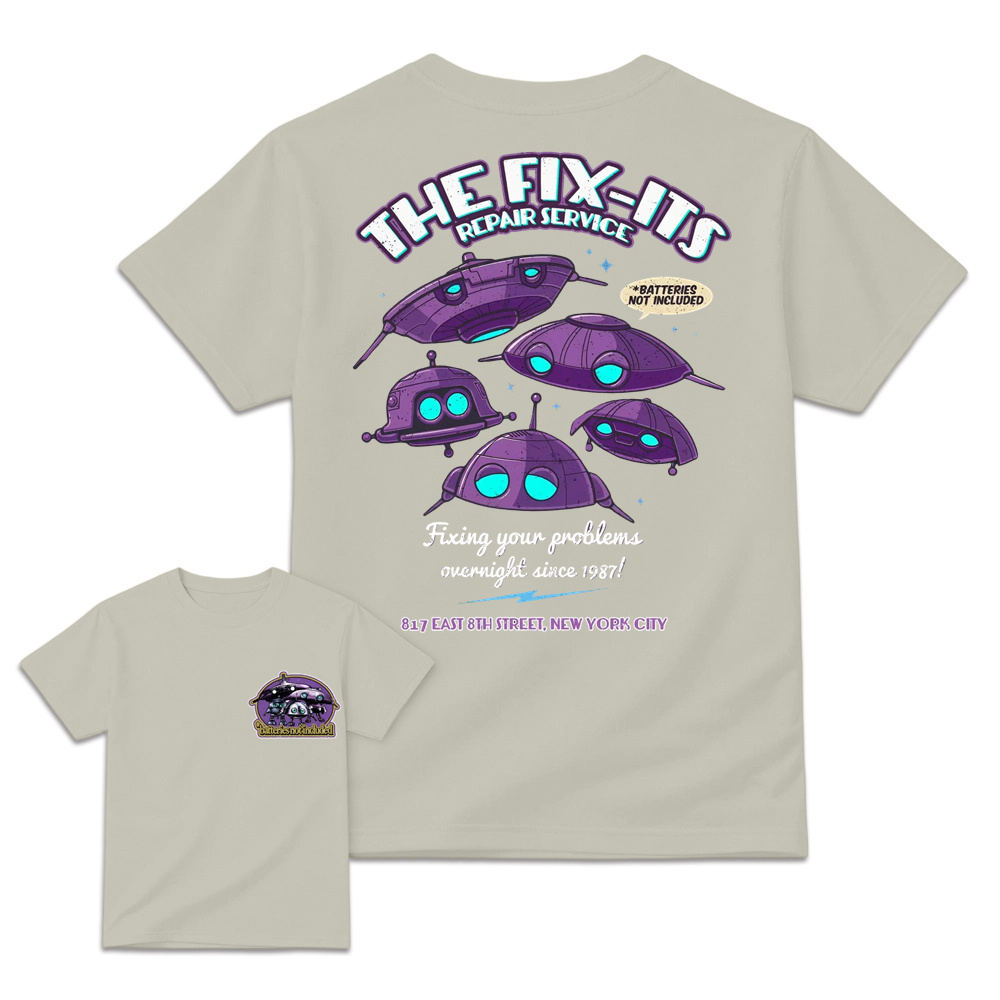 The Fix-Its Repair Service Retro Alien Robot Graphic T-Shirt