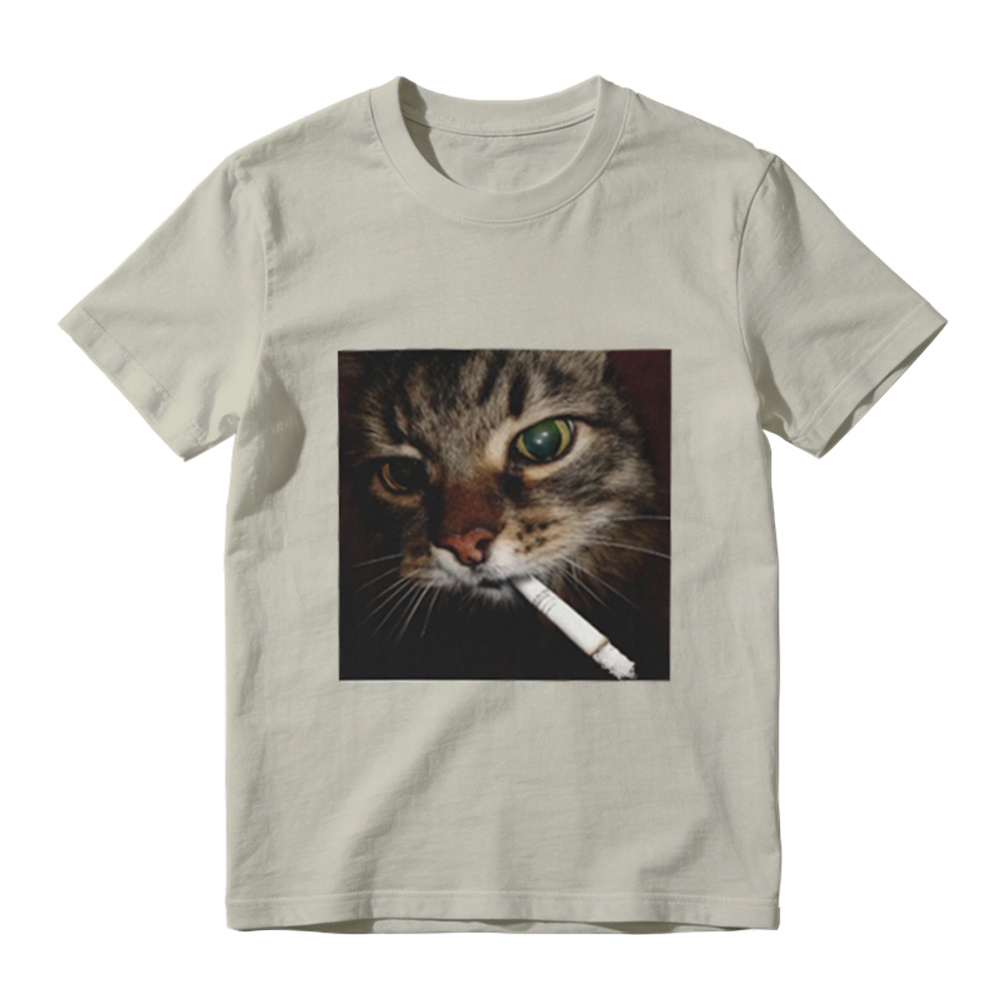Funny Smoking Cat Meme Graphic T-Shirt