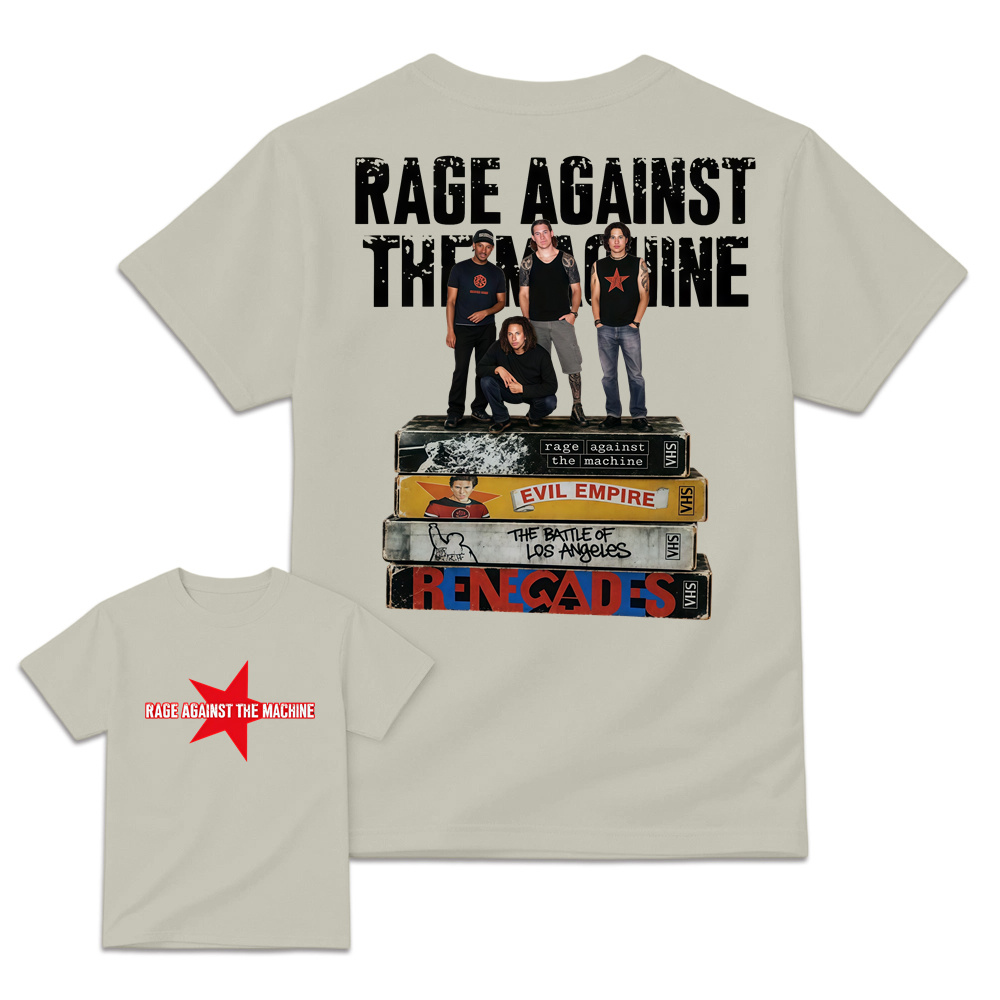 Rage Against The Machine Vintage Graphic Tee VHS Album Stack T-Shirt