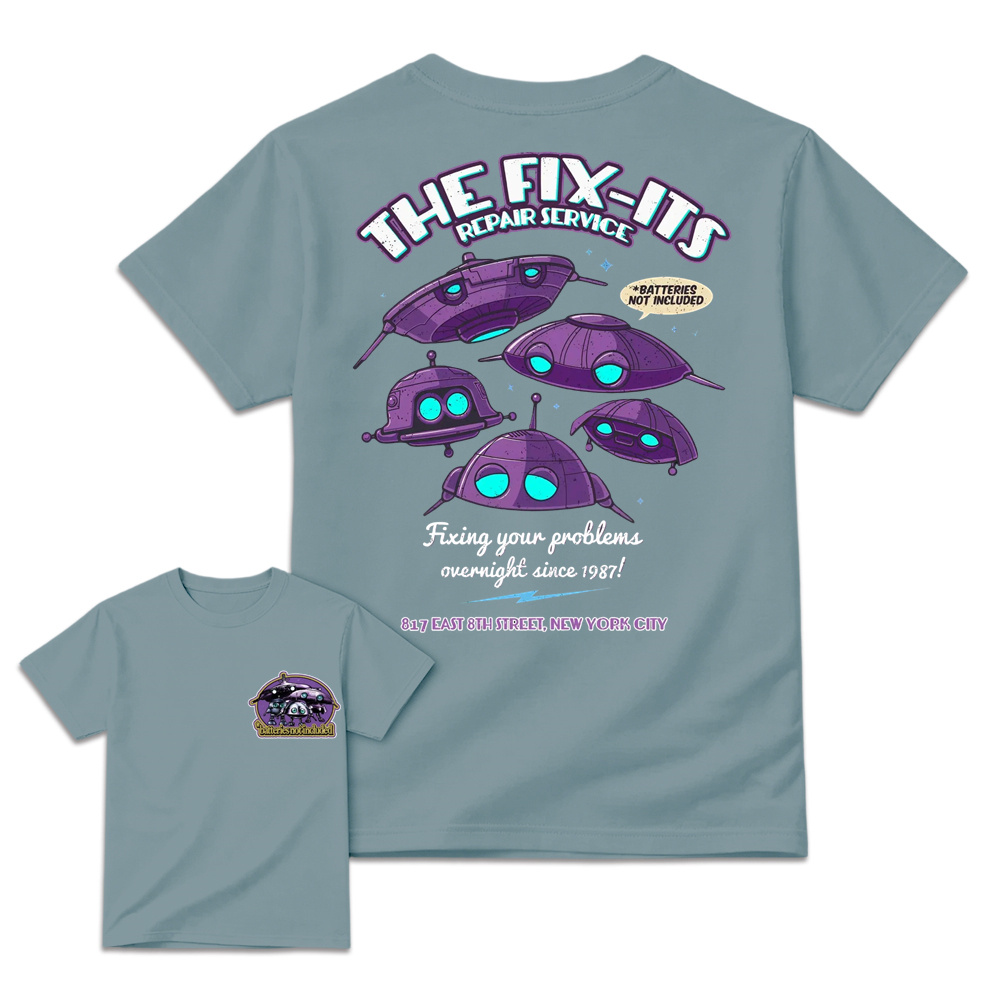 The Fix-Its Repair Service Retro Alien Robot Graphic T-Shirt