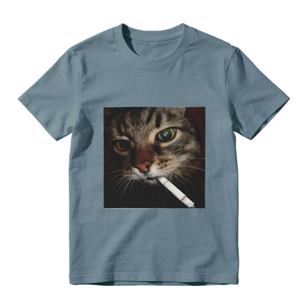 Funny Smoking Cat Meme Graphic T-Shirt