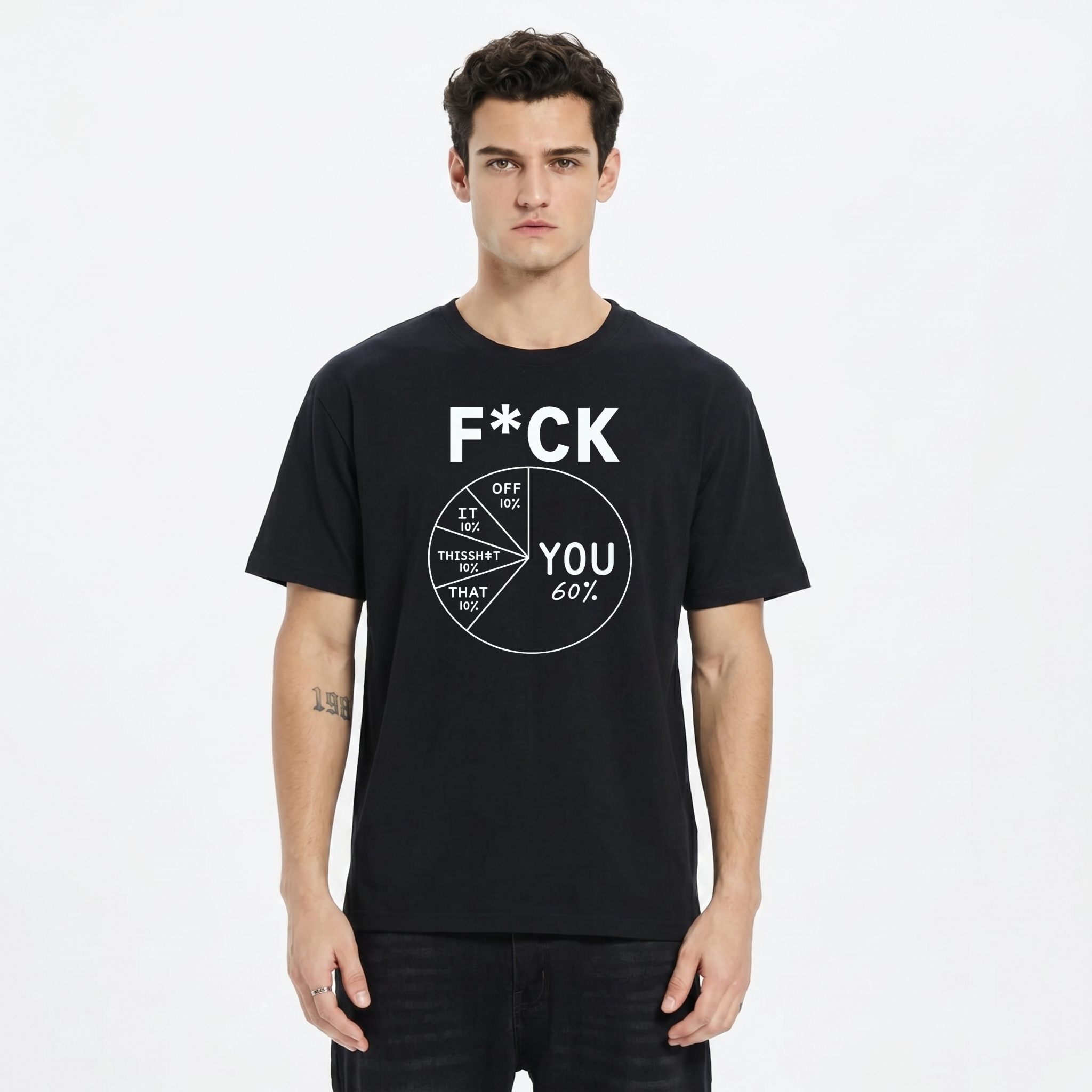 Fck You Pie Chart Design 100% Cotton Graphic T-shirt