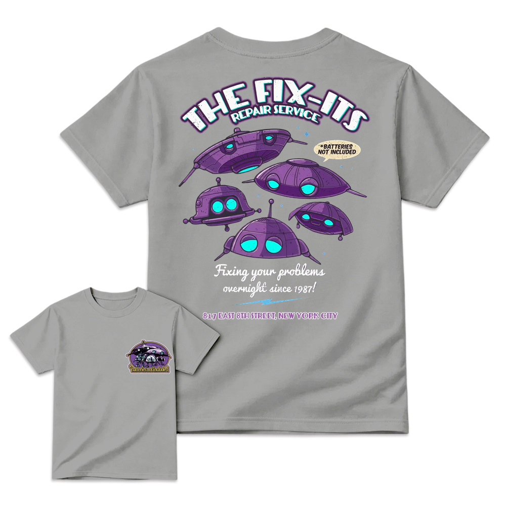 The Fix-Its Repair Service Retro Alien Robot Graphic T-Shirt
