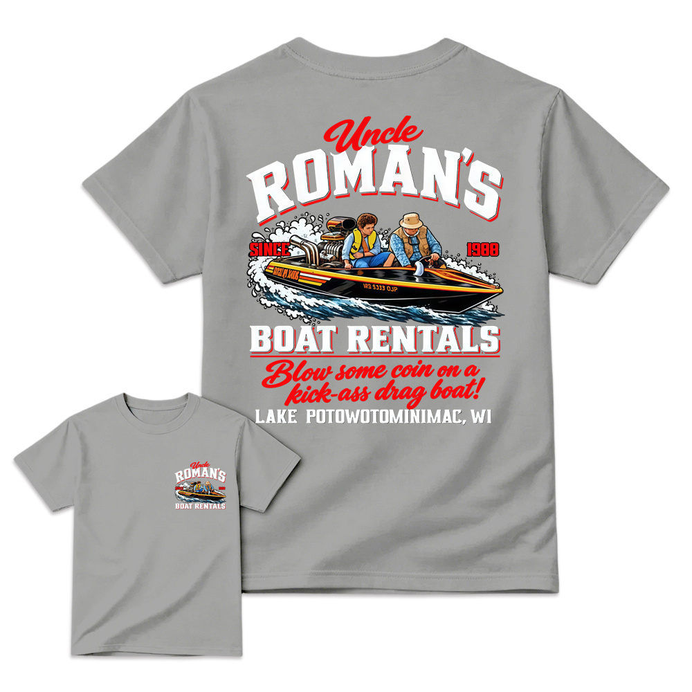 Uncl3 R0m4n's Boat Rentals T-Shirt, 1988 Retro Comedy Graphic Tee