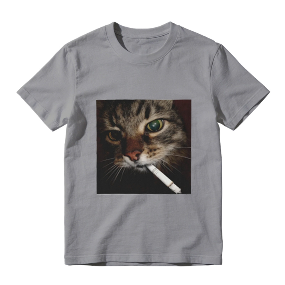 Funny Smoking Cat Meme Graphic T-Shirt