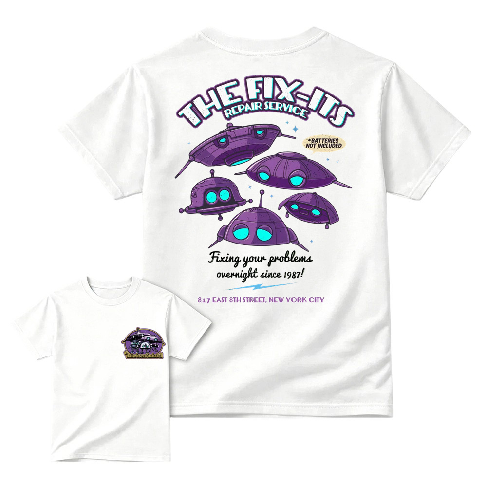 The Fix-Its Repair Service Retro Alien Robot Graphic T-Shirt