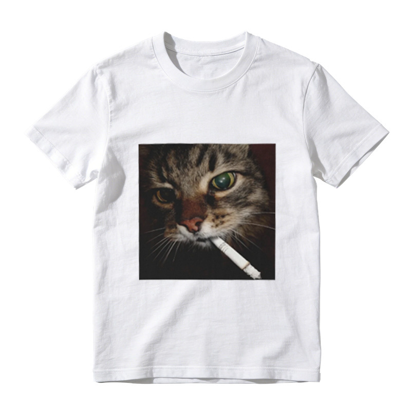 Funny Smoking Cat Meme Graphic T-Shirt