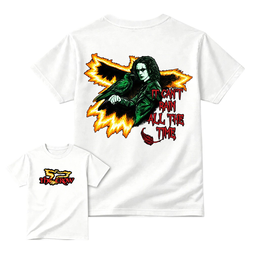  "It Can't Rain All The Time" Flame Raven Gothic T-Shirt