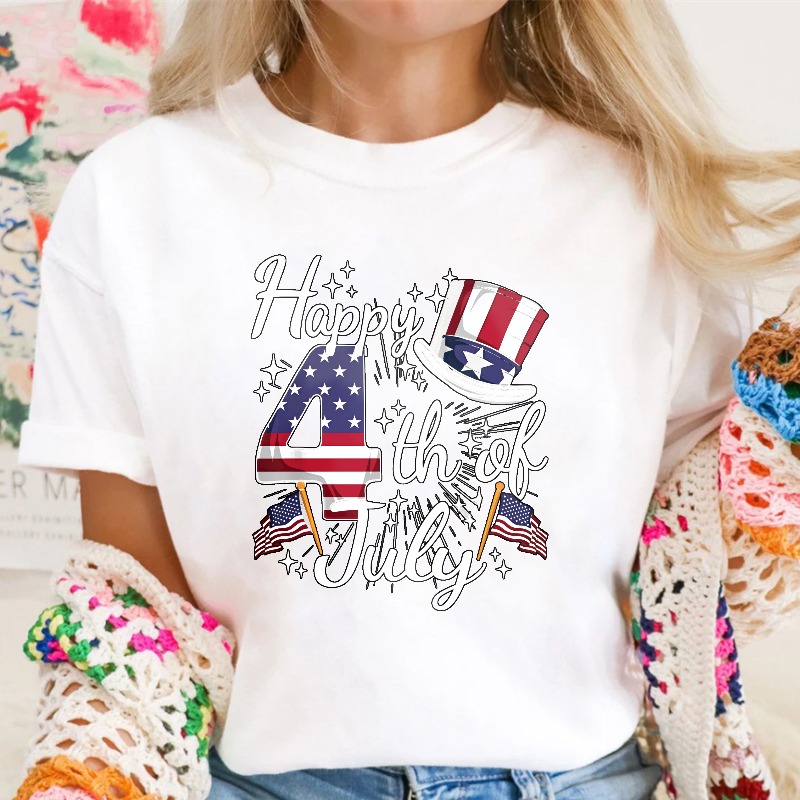 Happy 4th Of July American Flag Uncle Sam Hat Unisex Classic T-shirt